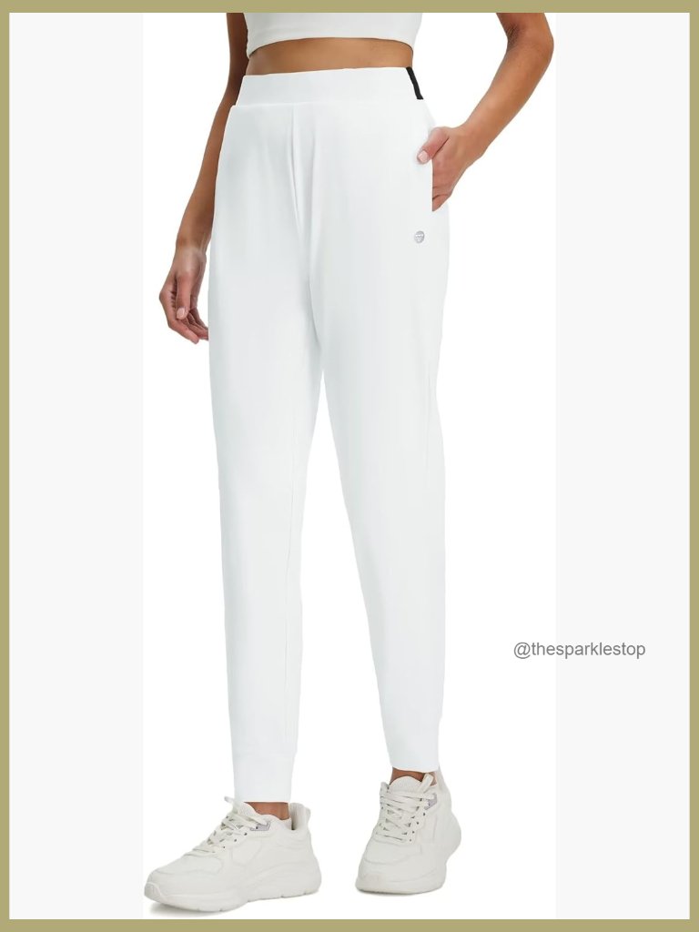 Womens Joggers With Pockets 26/28/30 Inseam Stretch Drawstring Tapered Running